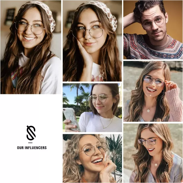 SOJOS Blue Light Blocking Computer Glasses Round Eyewear Anti Blue Light Lens SJ5024C5 Silver Frame AntiBlue Light Lens