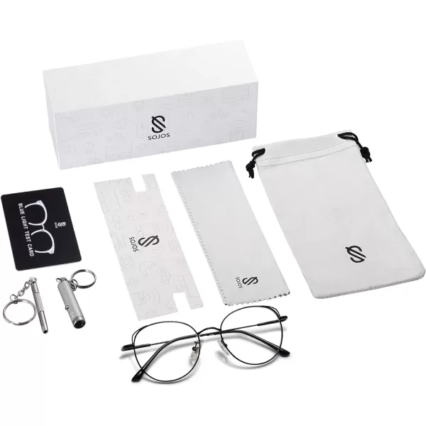 SOJOS Cat Eye Blue Light Blocking Glasses Hipster Metal Frame Women Eyeglasses She Young with Rose Gold FrameAntiBlue Light LensBlack