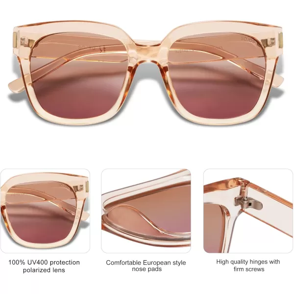SOJOS Classic Polarized Sunglasses for Women Men Trendy Square Frame SJ2149BrownGradient Brown