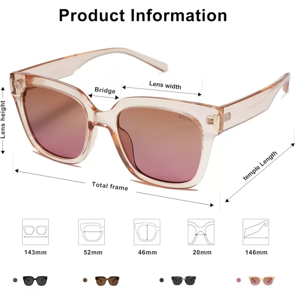SOJOS Classic Polarized Sunglasses for Women Men Trendy Square Frame SJ2149BrownGradient Brown