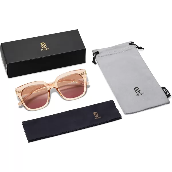 SOJOS Classic Polarized Sunglasses for Women Men Trendy Square Frame SJ2149BrownGradient Brown