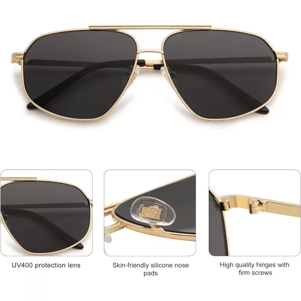 SOJOS Classic Retro Hexagonal Aviator Sunglasses for Women Men Vintage Polygon Sunnies SJ1200GoldGrey