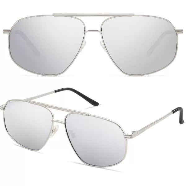 SOJOS Classic Retro Hexagonal Aviator Sunglasses for Women Men Vintage Polygon Sunnies SJ1200SilverSilver Mirrored