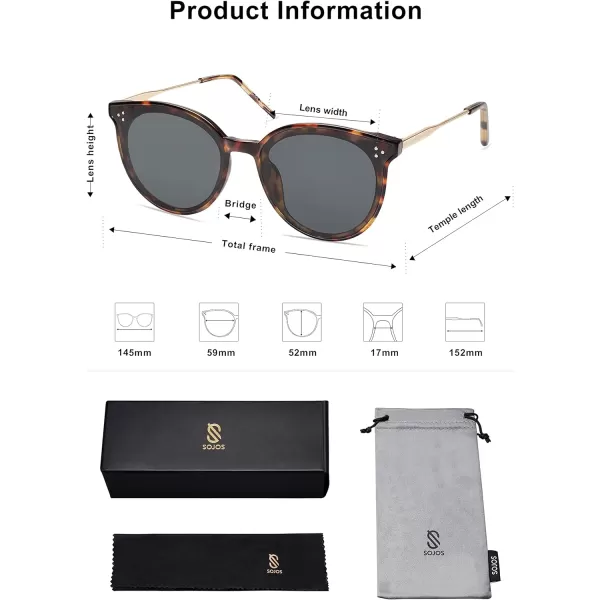 SOJOS Classic Round Sunglasses Womens Mens Trendy Oversized Shades Retro Vintage SunniesDark TortoiseGrey
