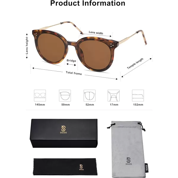SOJOS Classic Round Sunglasses Womens Mens Trendy Oversized Shades Retro Vintage SunniesTortoiseBrown