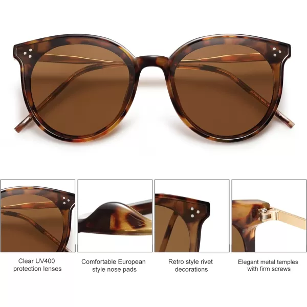 SOJOS Classic Round Sunglasses Womens Mens Trendy Oversized Shades Retro Vintage SunniesTortoiseBrown