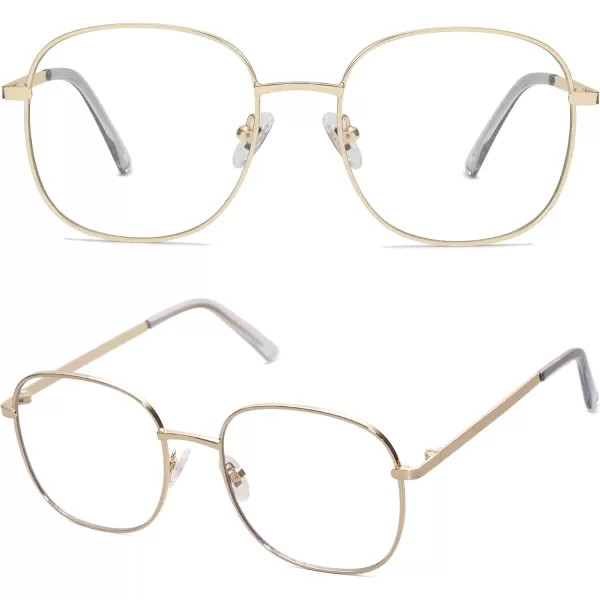 SOJOS Classic Square Blue Light Blocking Glasses for Women Men Stylish Computer Glasses SJ1137Gold