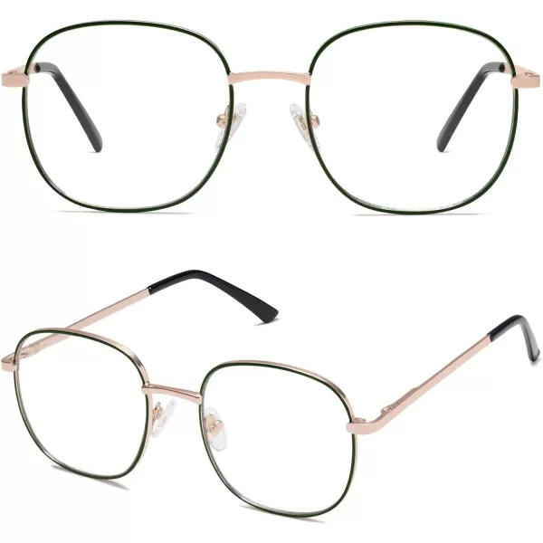 SOJOS Classic Square Blue Light Blocking Glasses for Women Men Stylish Computer Glasses SJ1137Green