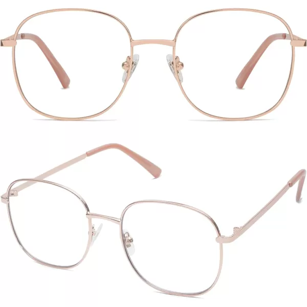 SOJOS Classic Square Blue Light Blocking Glasses for Women Men Stylish Computer Glasses SJ1137Rose Gold