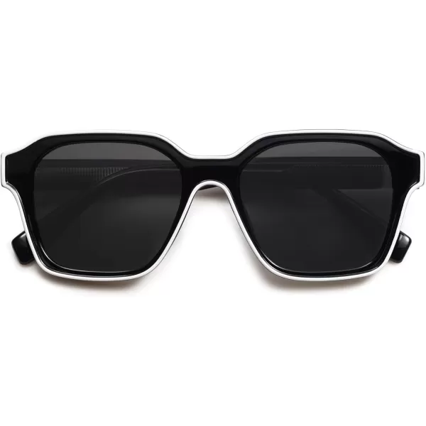 SOJOS Classic Square Sunglasses for Men Women Retro Trendy Shades UV400 Protection SJ2263Black