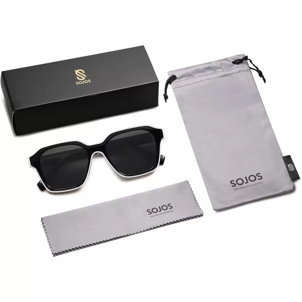 SOJOS Classic Square Sunglasses for Men Women Retro Trendy Shades UV400 Protection SJ2263Black
