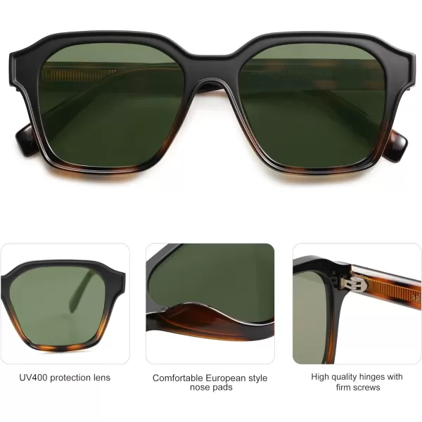 SOJOS Classic Square Sunglasses for Men Women Retro Trendy Shades UV400 Protection SJ2263Tortoise