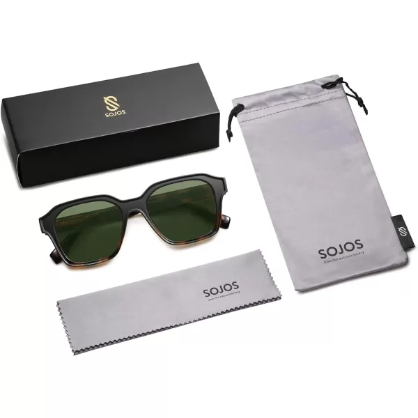 SOJOS Classic Square Sunglasses for Men Women Retro Trendy Shades UV400 Protection SJ2263Tortoise