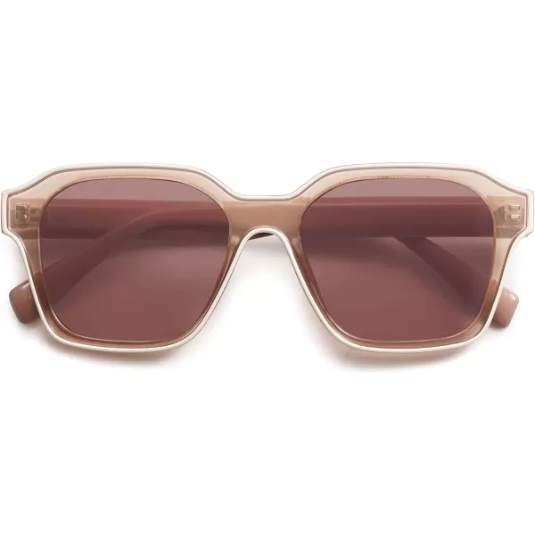 SOJOS Classic Square Sunglasses for Men Women Retro Trendy Shades UV400 Protection SJ2263Transparent Brown