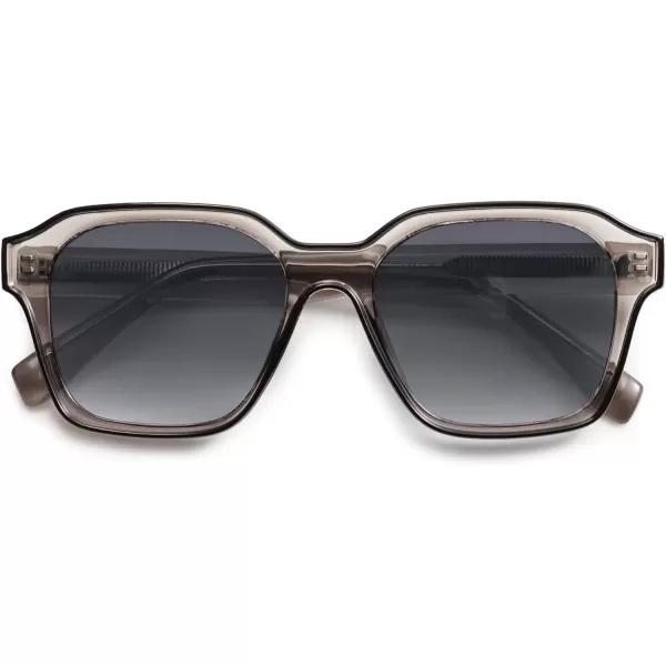 SOJOS Classic Square Sunglasses for Men Women Retro Trendy Shades UV400 Protection SJ2263Transparent Grey