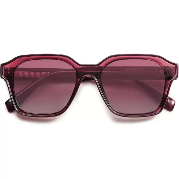 SOJOS Classic Square Sunglasses for Men Women Retro Trendy Shades UV400 Protection SJ2263Transparent Red