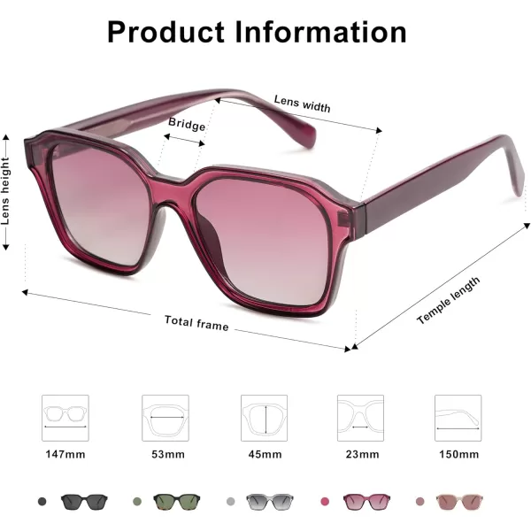 SOJOS Classic Square Sunglasses for Men Women Retro Trendy Shades UV400 Protection SJ2263Transparent Red
