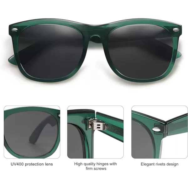 SOJOS Classic Square Sunglasses for Women Men Vintage Retro Oversized Womens UV400 Sun Glasses SJ2270Crystal GreenGrey