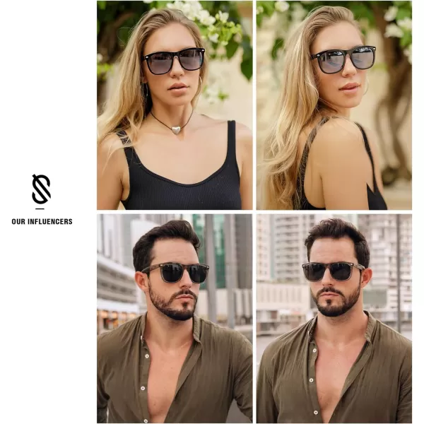 SOJOS Classic Square Sunglasses for Women Men Vintage Retro Oversized Womens UV400 Sun Glasses SJ2270Crystal GreenGrey