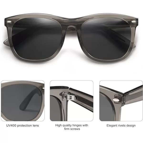 SOJOS Classic Square Sunglasses for Women Men Vintage Retro Oversized Womens UV400 Sun Glasses SJ2270Crystal GreyGrey