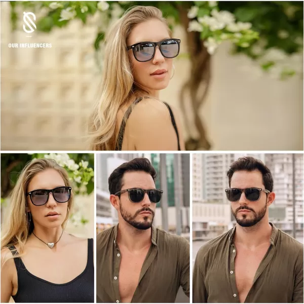 SOJOS Classic Square Sunglasses for Women Men Vintage Retro Oversized Womens UV400 Sun Glasses SJ2270Milky Light BrownBrown Silver Mirror