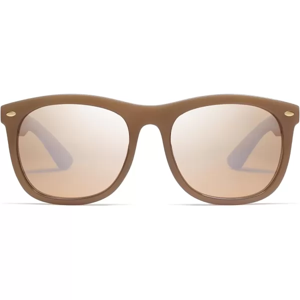 SOJOS Classic Square Sunglasses for Women Men Vintage Retro Oversized Womens UV400 Sun Glasses SJ2270Milky Light BrownBrown Silver Mirror