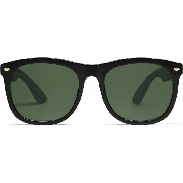 SOJOS Classic Square Sunglasses for Women Men Vintage Retro Oversized Womens UV400 Sun Glasses SJ2270Shiny BlackGreen