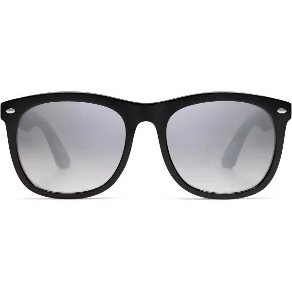 SOJOS Classic Square Sunglasses for Women Men Vintage Retro Oversized Womens UV400 Sun Glasses SJ2270Shiny BlackSilver Mirror
