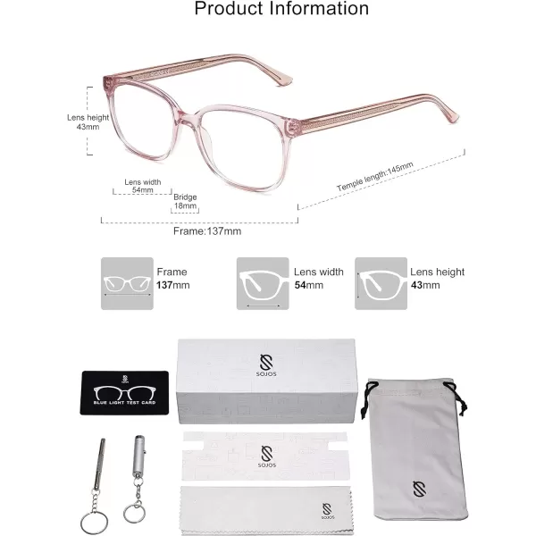 SOJOS Clear Blue Light Glasses Computer Glasses Embossed Temple ROCOCO SJ5099Pink AntiBlue Light Lens