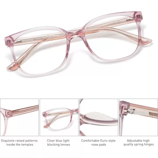 SOJOS Clear Blue Light Glasses Computer Glasses Embossed Temple ROCOCO SJ5099Pink AntiBlue Light Lens