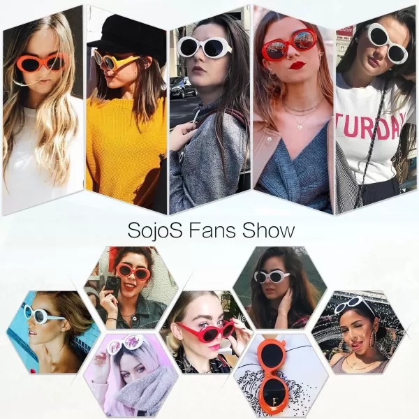 SOJOS Clout Goggles Oval Mod Retro Vintage Kurt Cobain Inspired Sunglasses Round Lens SJ2039C3 Black FrameGrey Lens Grey