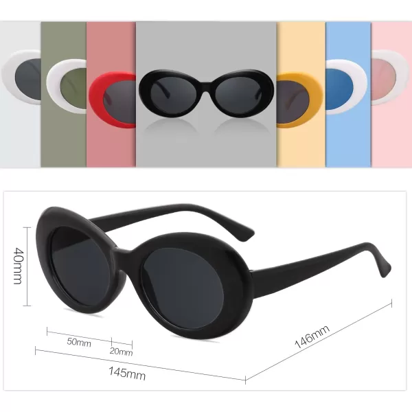 SOJOS Clout Goggles Oval Mod Retro Vintage Kurt Cobain Inspired Sunglasses Round Lens SJ2039C3 Black FrameGrey Lens Grey