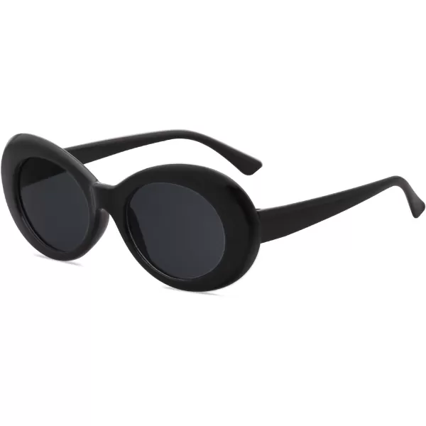 SOJOS Clout Goggles Oval Mod Retro Vintage Kurt Cobain Inspired Sunglasses Round Lens SJ2039C3 Black FrameGrey Lens Grey