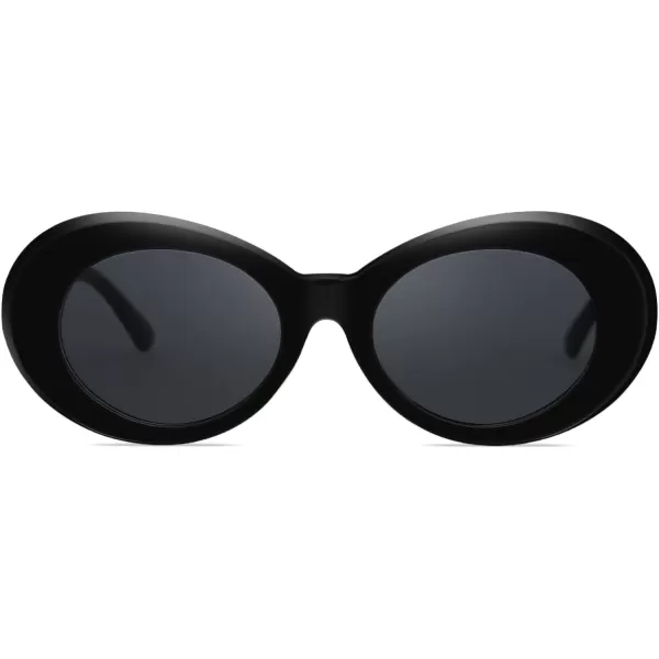 SOJOS Clout Goggles Oval Mod Retro Vintage Kurt Cobain Inspired Sunglasses Round Lens SJ2039C3 Black FrameGrey Lens Grey