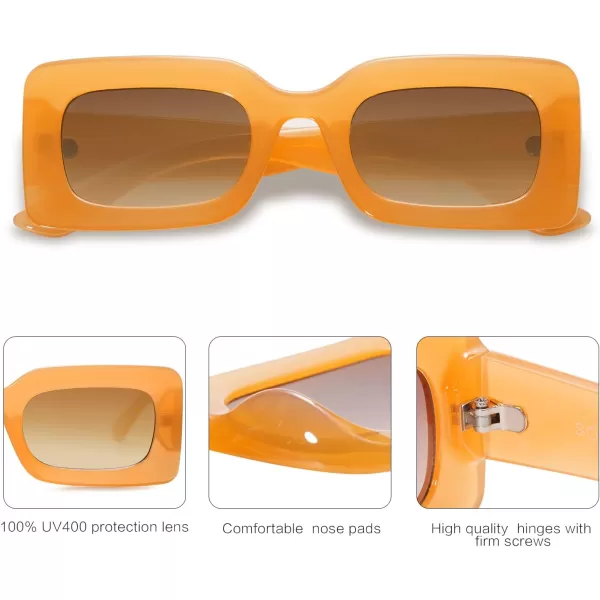 SOJOS Kids Rectangle Nude Sunglasses for Girls Toddler Baby Age 12 UV400 Protection Trendy Chunky Glasses SK5612Orange