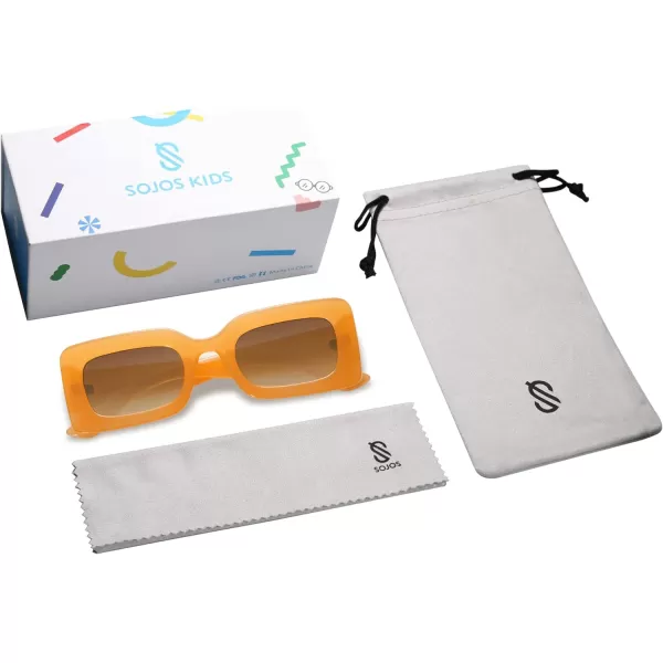 SOJOS Kids Rectangle Nude Sunglasses for Girls Toddler Baby Age 12 UV400 Protection Trendy Chunky Glasses SK5612Orange