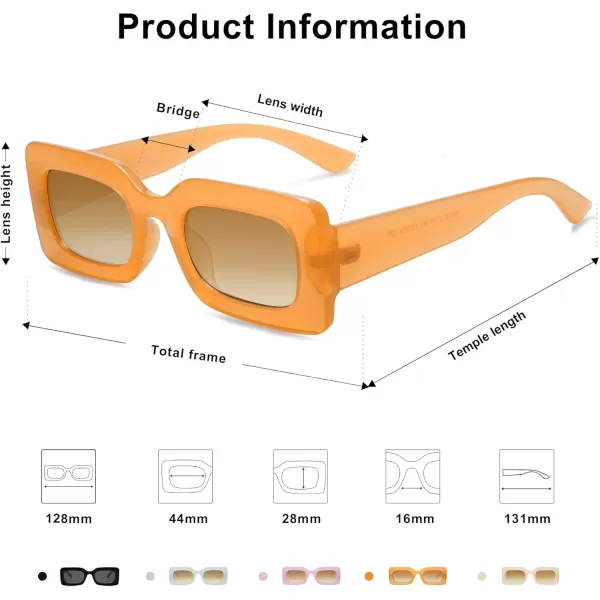 SOJOS Kids Rectangle Nude Sunglasses for Girls Toddler Baby Age 12 UV400 Protection Trendy Chunky Glasses SK5612Orange