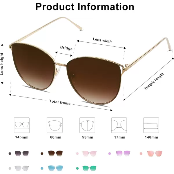 SOJOS Mirrored Flat Lens Fashion Sunglasses for Women SJ1085GoldBrown