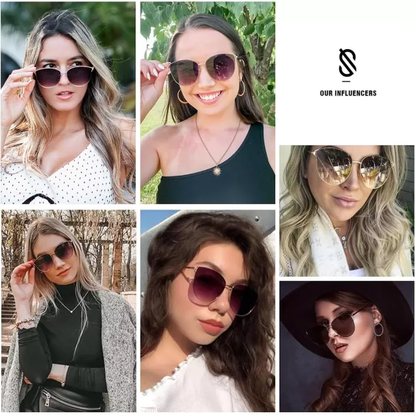 SOJOS Mirrored Flat Lens Fashion Sunglasses for Women SJ1085GoldBrown