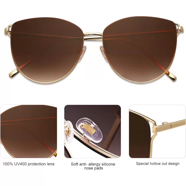 SOJOS Mirrored Flat Lens Fashion Sunglasses for Women SJ1085GoldBrown