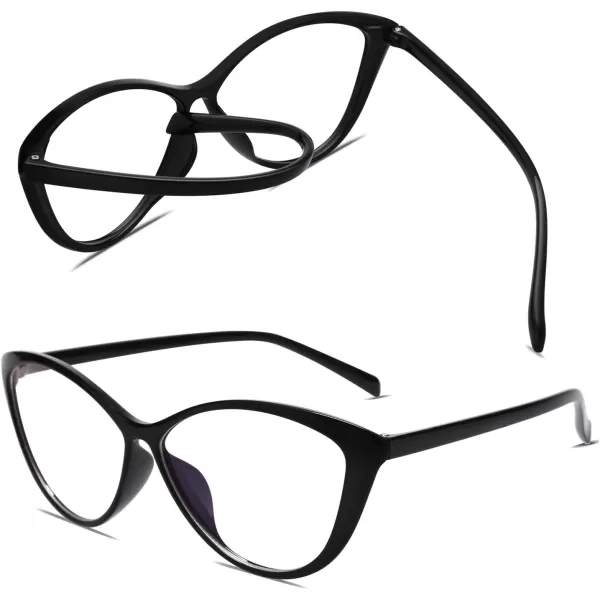 SOJOS Oversized Cateye Blue Light Blocking Glasses Women TR90 Lightweight Frame Computer Eyeglasses SJ5057 with Black FrameAntiBlue Light LensC1 Black Frame AntiBlue Light Lens