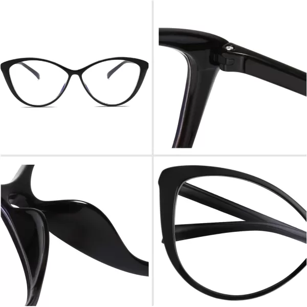 SOJOS Oversized Cateye Blue Light Blocking Glasses Women TR90 Lightweight Frame Computer Eyeglasses SJ5057 with Black FrameAntiBlue Light LensC1 Black Frame AntiBlue Light Lens