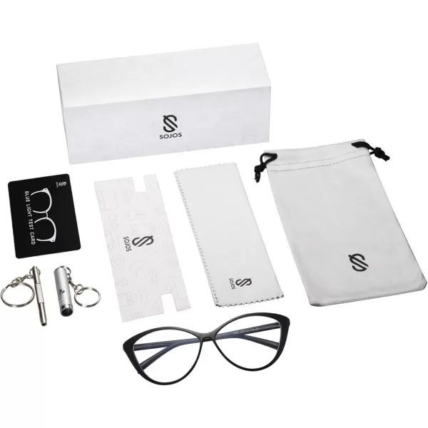 SOJOS Oversized Cateye Blue Light Blocking Glasses Women TR90 Lightweight Frame Computer Eyeglasses SJ5057 with Black FrameAntiBlue Light LensC1 Black Frame AntiBlue Light Lens