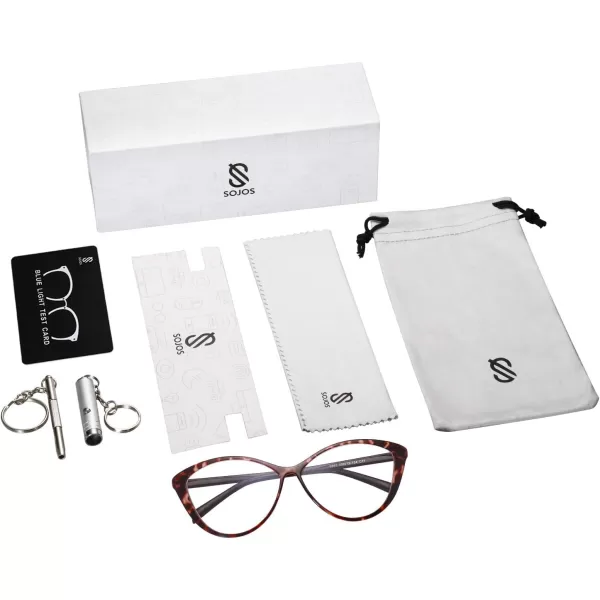 SOJOS Oversized Cateye Blue Light Blocking Glasses Women TR90 Lightweight Frame Computer Eyeglasses SJ5057 with Black FrameAntiBlue Light LensC2 Purple Tortoise Frame AntiBlue Light Lens