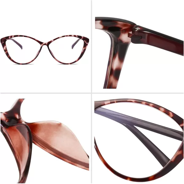 SOJOS Oversized Cateye Blue Light Blocking Glasses Women TR90 Lightweight Frame Computer Eyeglasses SJ5057 with Black FrameAntiBlue Light LensC2 Purple Tortoise Frame AntiBlue Light Lens