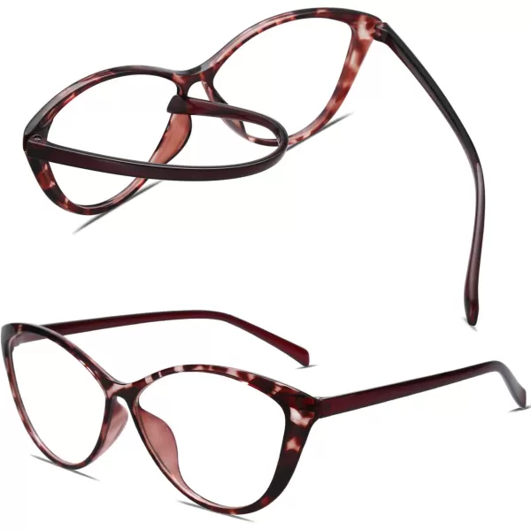SOJOS Oversized Cateye Blue Light Blocking Glasses Women TR90 Lightweight Frame Computer Eyeglasses SJ5057 with Black FrameAntiBlue Light LensC2 Purple Tortoise Frame AntiBlue Light Lens