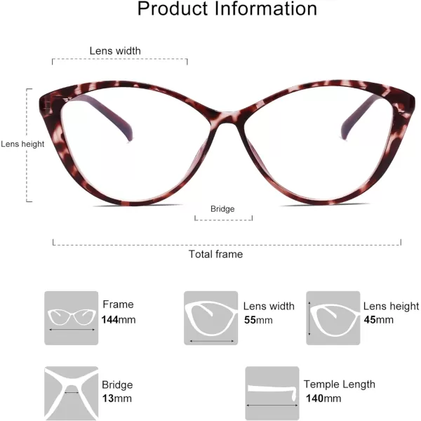 SOJOS Oversized Cateye Blue Light Blocking Glasses Women TR90 Lightweight Frame Computer Eyeglasses SJ5057 with Black FrameAntiBlue Light LensC2 Purple Tortoise Frame AntiBlue Light Lens
