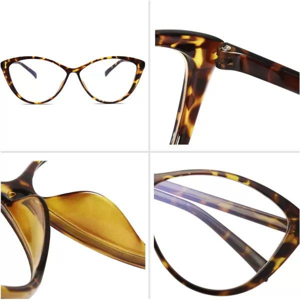 SOJOS Oversized Cateye Blue Light Blocking Glasses Women TR90 Lightweight Frame Computer Eyeglasses SJ5057 with Black FrameAntiBlue Light LensC3 Yellow Tortoise Frame AntiBlue Light Lens