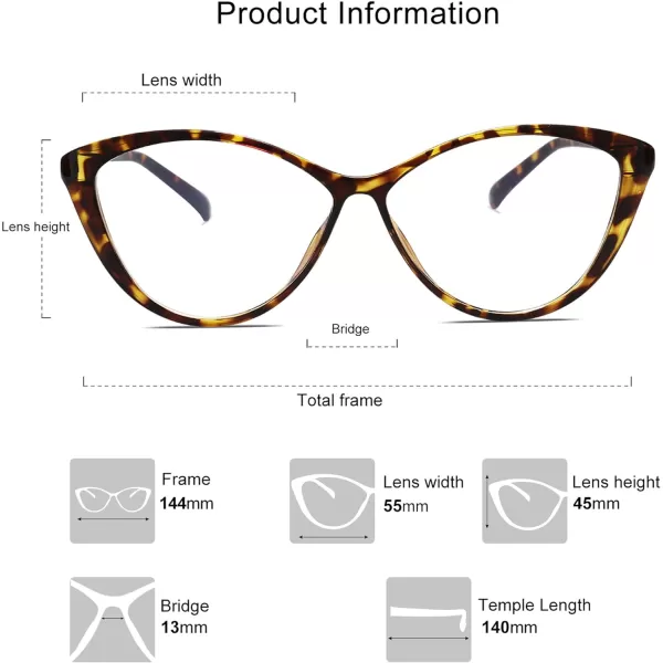 SOJOS Oversized Cateye Blue Light Blocking Glasses Women TR90 Lightweight Frame Computer Eyeglasses SJ5057 with Black FrameAntiBlue Light LensC3 Yellow Tortoise Frame AntiBlue Light Lens