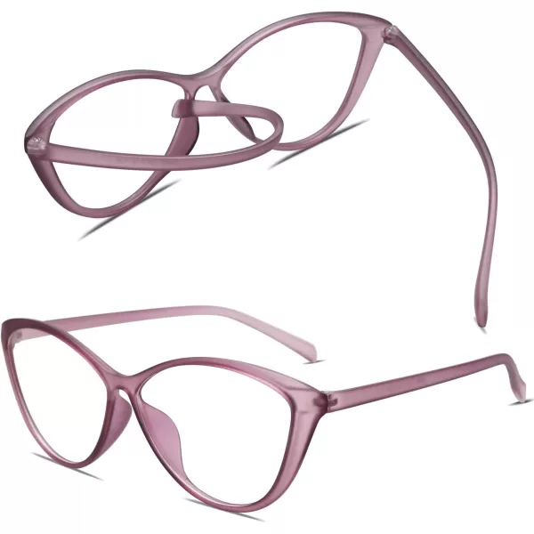 SOJOS Oversized Cateye Blue Light Blocking Glasses Women TR90 Lightweight Frame Computer Eyeglasses SJ5057 with Black FrameAntiBlue Light LensC4 Matte Crystal Purple Frame AntiBlue Light Lens